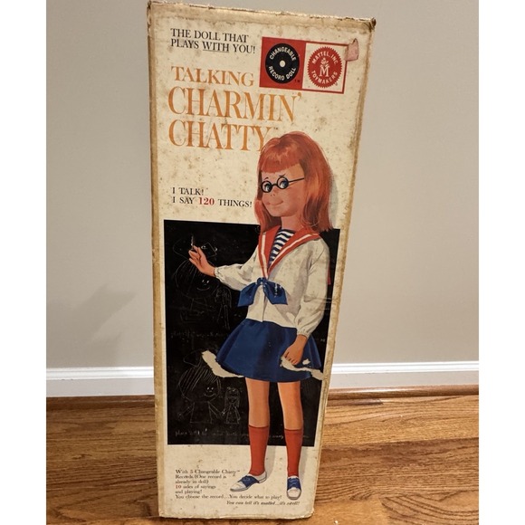Mattel 1963 Charmin Chatty Doll With Box & 5 Records Vintage Collectible - Picture 7 of 10